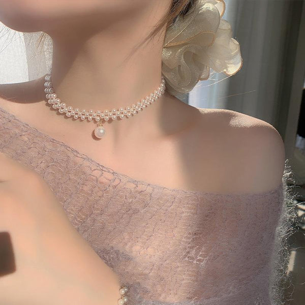 1 Pc Pearl Stone Choker For Women And Girls
