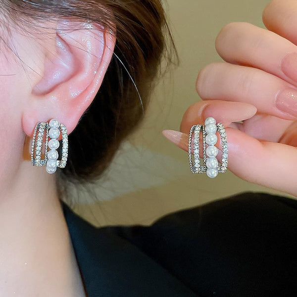 Funky Gold Plated Zircon Hoops - 2 Pcs